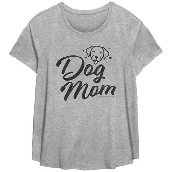 Плюс размер Футболка с сердечками Dog Mom Licensed Character, цвет Heather Gray