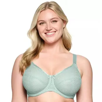 Плюс размер Glamorise Кружевной бюстгальтер на косточках для полной фигуры Comfort Wonderпроводник 9855, цвет Jade