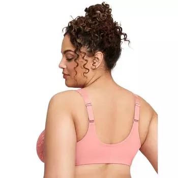 Плюс размер Glamorise Полная фигура Wonderwire Бюстгальтер из эластичного кружева с застежкой спереди 9245 Glamorise, черный