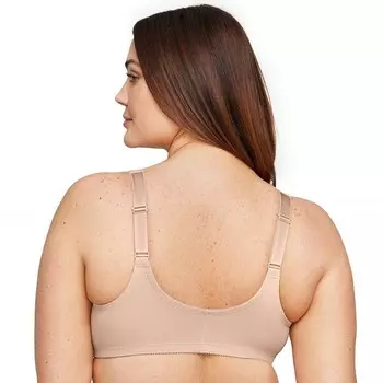 Плюс размер Glamorise Полная фигура Wonderwire Бюстгальтер из эластичного кружева с застежкой спереди 9245, цвет Mocha