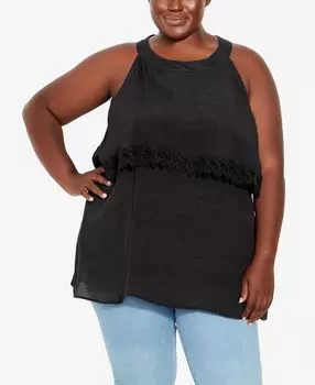 Плюс размер Холли Холтер с открытыми плечами Топ Avenue, черный