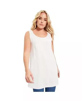 Плюс размер, июнь + одна туника Vie с круглым вырезом + только майка-туника June + Vie, белый