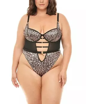 Плюс размер Journe с леопардовым принтом Формованная чашка на косточках Тедди Oh La La Cheri, мультиколор