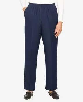 Плюс размер классические прямые брюки средней длины без застежек Alfred Dunner, синий