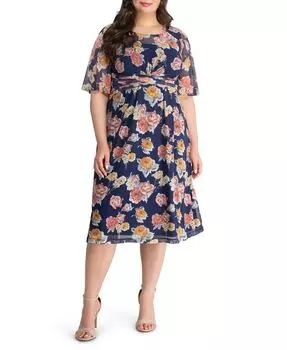 Плюс размер Коктейльное платье Katarina Illusion из сетки Kiyonna, мультиколор