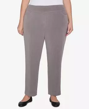 Плюс Размер Копенгаген Трикотажные Вельветовые Искусственная Губка Надеваемые Брюки Средней Длины Alfred Dunner, серый
