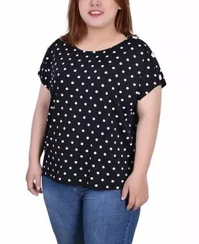 Плюс размер короткий топ с удлиненными рукавами NY Collection, мульти