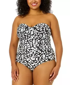 Плюс размер Кроссовер Цельный купальник-бандо со складками Anne Cole, мультиколор