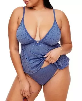 Плюс размер Купальный костюм Bailee Топ-танкини Adore Me, синий
