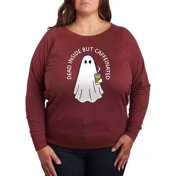 Плюс размер Легкий свитшот из френч терри Dead Inside с кофеином Ghost Licensed Character, цвет Heather Dark Red