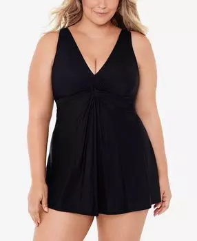 Плюс размер marais allover-slimming swimdress с завязками спереди Miraclesuit, черный