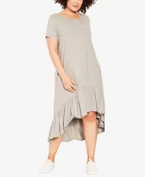 Плюс размер однотонное платье ella с рюшами Avenue, мульти