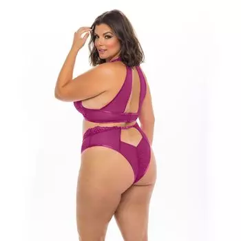 Плюс размер Oh La La Cheri Abrielle 2 шт. Комплект из бюстгальтера с глубоким вырезом и трусиков Cheeky 40-11666X Oh La La Cheri