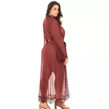 Плюс размер Oh La La Cheri Provence Халат длиной до пола с кружевом и ресницами 95-11136X Oh La La Cheri, черный