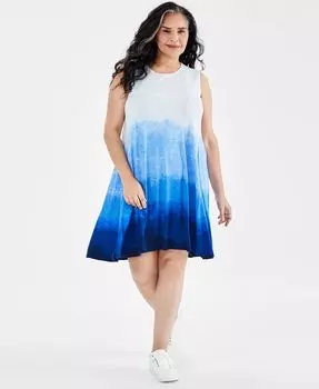 Плюс размер омбре Платье-шлепанцы без рукавов Style & Co, синий