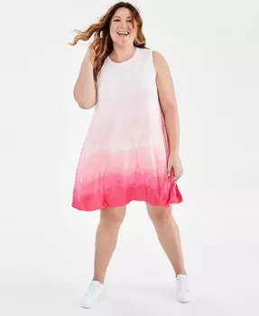 Плюс размер омбре Платье-шлепанцы без рукавов Style & Co, розовый