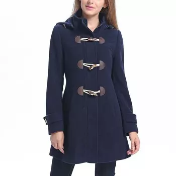 Плюс размер Пальто с пуговицами из смесовой шерсти Bgsd Daisy BGSD, темно-синий