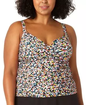 Плюс размер перекрученный топ танкини с принтом Anne Cole, мульти