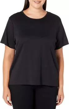 Плюс размер Пима Круглый вырез С короткими рукавами L.L.Bean, черный