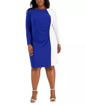 Плюс размер платье-футляр quinn с длинными рукавами и рюшами с цветными блоками Kasper, мульти