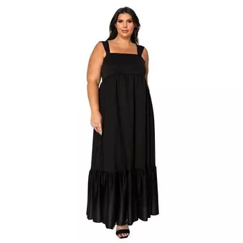 Плюс размер Платье макси Angelika с оборками по подолу L I V D, черный