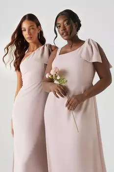 Плюс размер Платье макси с бантом на одно плечо для подружек невесты Coast, розовый