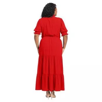 Плюс размер Платье макси с пышными рукавами и оборками на шее London Times London Times