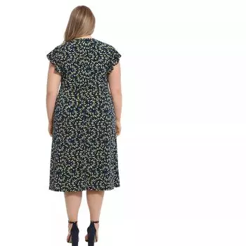 Плюс размер Платье миди с v-образным вырезом и рукавами с рюшами London Times London Times