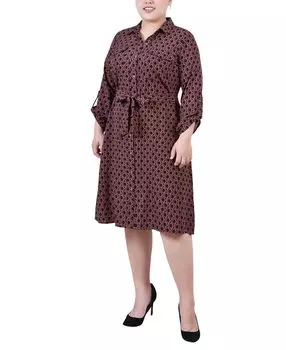 Плюс размер платье-рубашка с принтом NY Collection, мульти