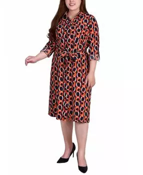 Плюс размер платье-рубашка с принтом NY Collection, мульти