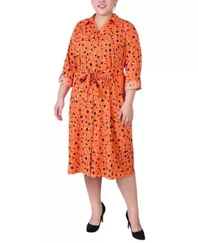 Плюс размер платье-рубашка с принтом NY Collection, мульти