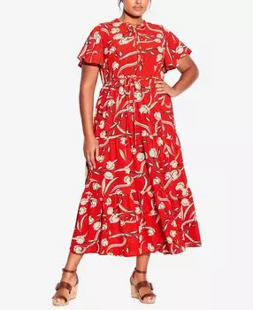 Плюс размер платье с принтом happy tier Avenue, мульти