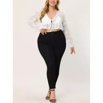 Плюс размер плеч для женщин Болеро Укороченные летние кружевные прозрачные свободные кардиганы Agnes Orinda