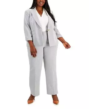 Плюс размер полосатый брючный костюм с рюшами на рукавах и прямыми штанинами Le Suit, мульти