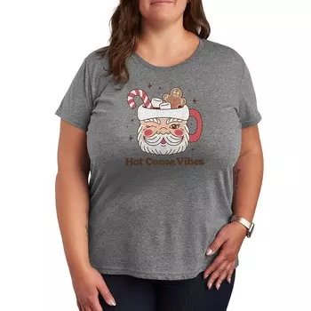 Плюс размер Праздничная футболка с графическим рисунком Hot Cocoa Vibes Licensed Character, цвет Heather Gray
