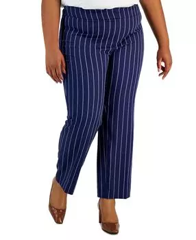 Плюс размер прямые брюки со средней посадкой в ​​тонкую полоску Kasper, мульти