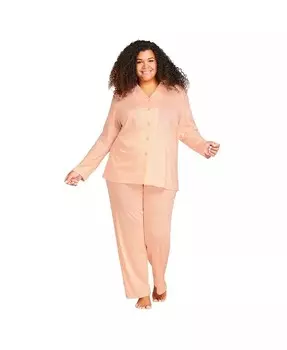 Плюс размер пуговицы через топ для сна AVENUE, розовый