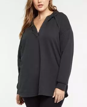 Плюс размер пуловер с капюшоном и кружевной отделкой NYDJ, мульти