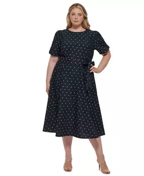 Плюс размер расклешенное платье с принтом DKNY, мульти