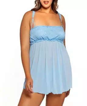 Плюс размер Sakura Комплект нижнего белья из 2 предметов, кружево и сетка Babydoll и трусики с двойными бретелями iCollection