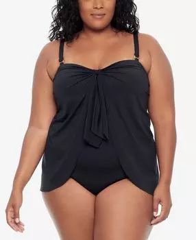 Плюс размер слитный купальник bandeau flyaway Lauren Ralph Lauren, черный