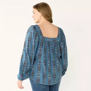 Плюс размер Sonoma Goods For Life Топ с объемными рукавами и квадратным вырезом Sonoma Goods For Life, розовый