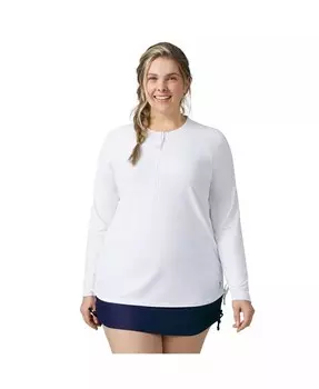 Плюс размер SunСвободное накидка на молнии на четверть длины Free Country, белый