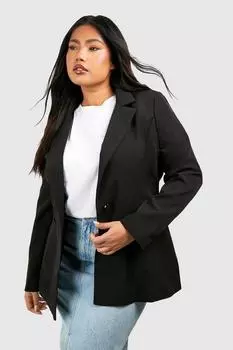 Плюс размер тканого пиджака оверсайз boohoo, черный