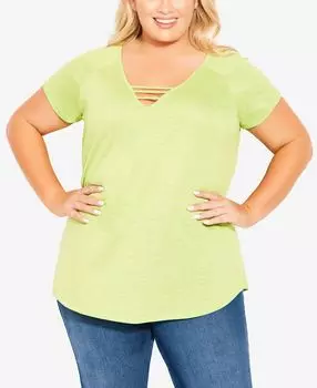 Плюс размер топ с 3 полосками и v-образным вырезом Avenue, мульти