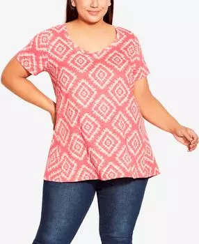 Плюс размер топ с принтом swing trim Avenue, мульти