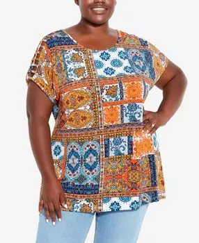 Плюс размер топ с принтом в клетку phoebe Avenue, мульти