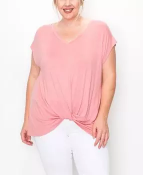 Плюс размер топ с v-образным вырезом и поворотом спереди COIN 1804