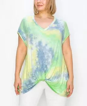 Плюс размер топ с завязками на шее и v-образным вырезом с завязками спереди COIN 1804, мульти