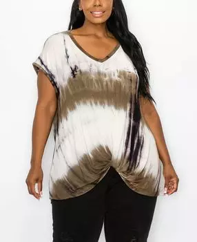 Плюс размер топ с завязками на шее и v-образным вырезом с завязками спереди COIN 1804, мульти